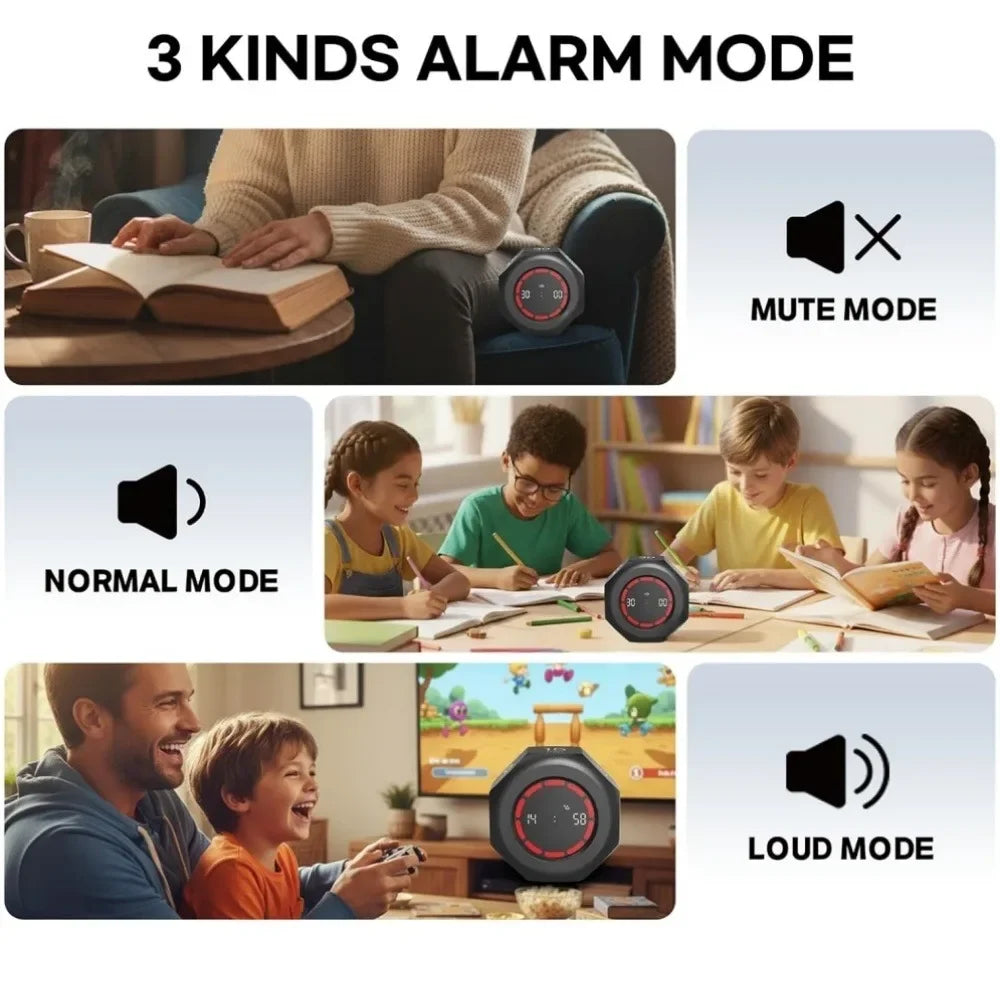 Mini Digital Gravity Flip Timer 1-90 Minute Countdown — LCD Flip Timer for Kitchen, Cooking, Pomodoro, Study & Work