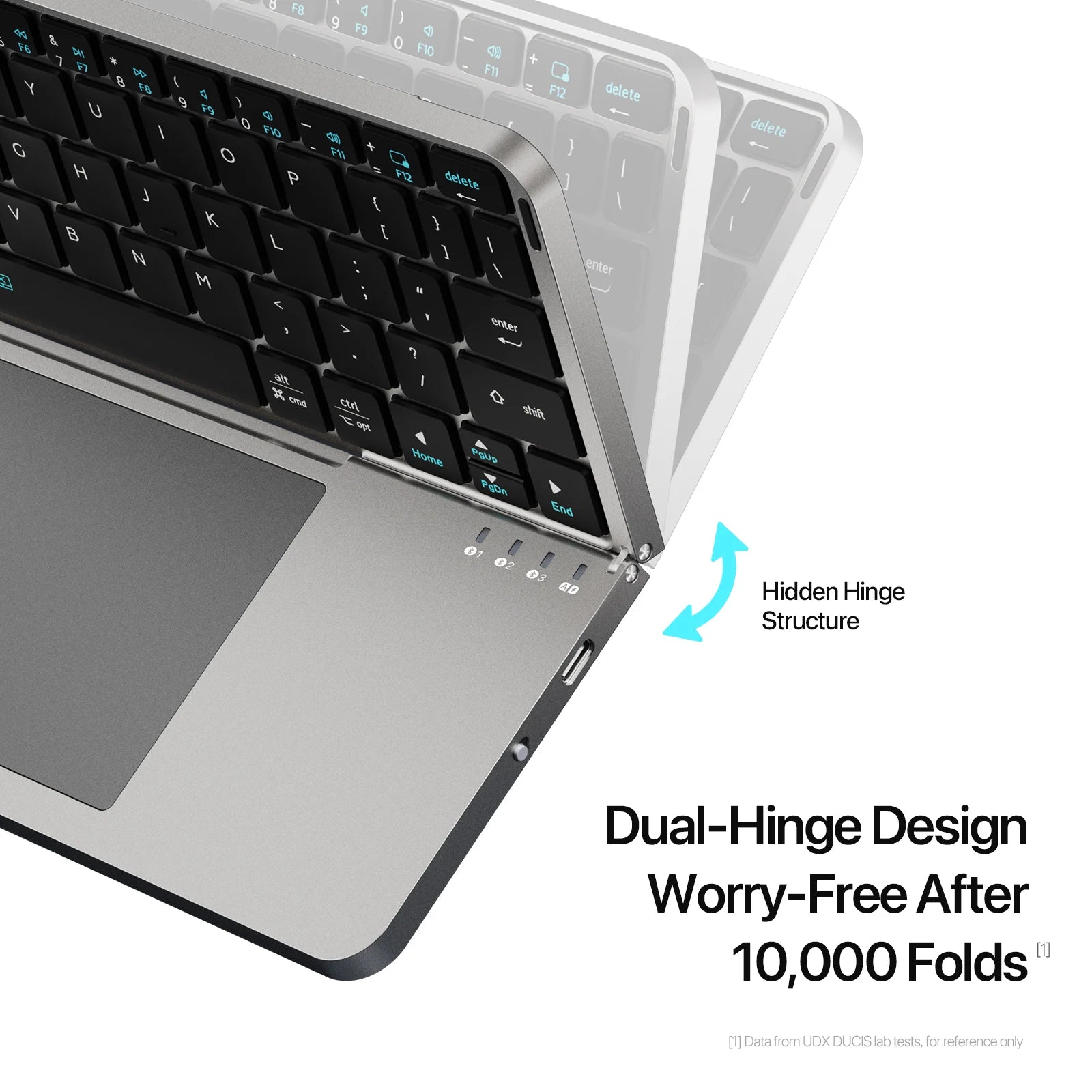 Foldable Bluetooth 5.0 Keyboard with Detachable Touchpad & Phone Holder — Compact 63-Key Wireless Keyboard for Phones, Tablets & Laptops
