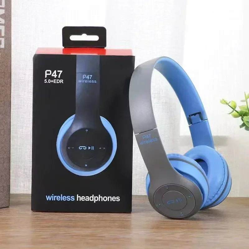 Wireless Bluetooth 5.0 Headphones with Microphone, Foldable Over-Ear HiFi Bass Stereo Headset for Smartphones, TV & Gaming