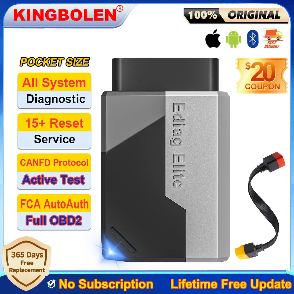 OBD2 Scanner Bi-Directional CAN FD, 15 Reset Functions & Auto VIN — Bluetooth OBDII Diagnostic Tool with Lifetime Free Updates (Android & iOS)