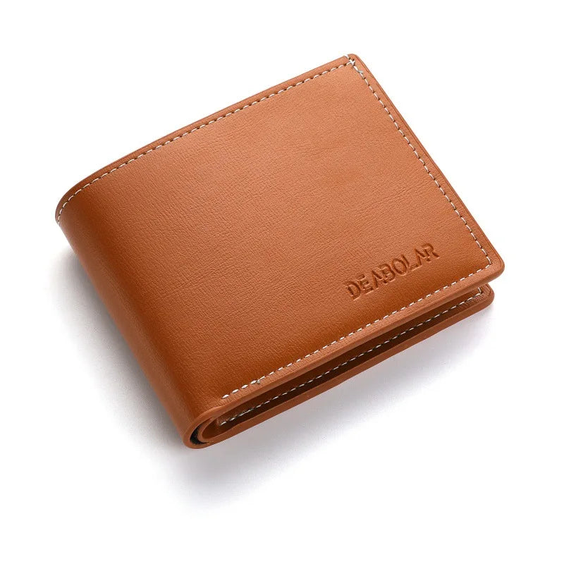 PU Leather Slim Bifold Men's Wallet - Thin Folding Credit Card Holder (Black, Brown)