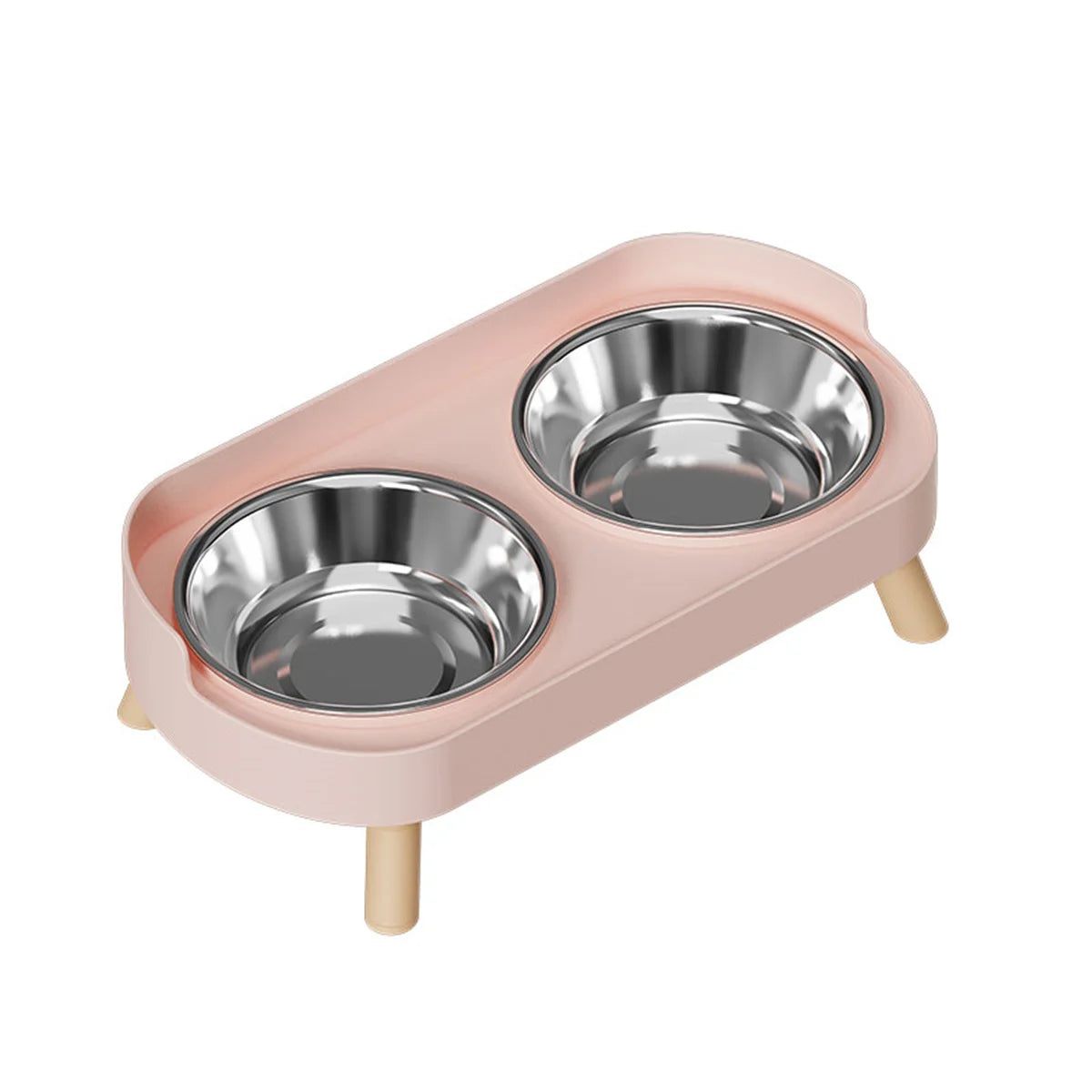 Adjustable Elevated Ceramic Double Pet Bowl for Cats and Small Dogs with Water Dispenser