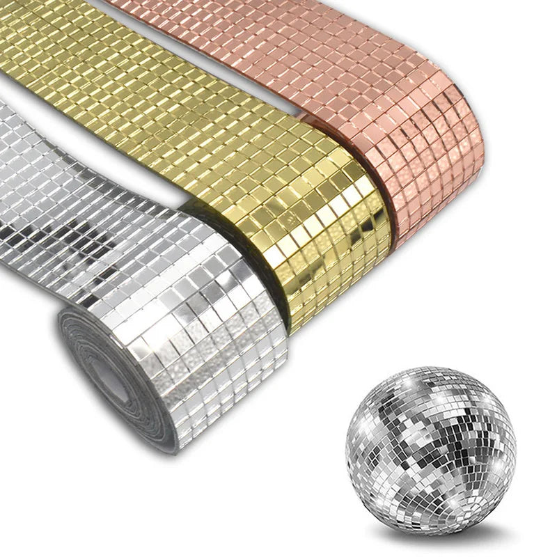 Self-Adhesive Mini Square Mirror Mosaic Tile Strip 4 x 100 cm (1.6 x 39.4 in) - Acrylic Mirror Wall Sticker in Silver, Gold, Rose Gold for DIY Home, Bathroom & Wedding Decor