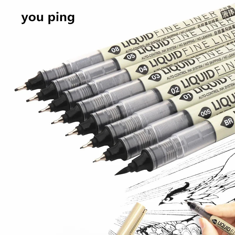 Big Capacity Waterproof Brush Pen Marker - Pigment Ink for Sketching, Comics & Calligraphy - Single