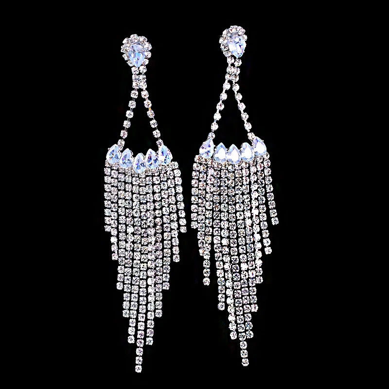 Cubic Zirconia Geometric Drop Tassel Earrings for Women Vintage Party Dangle Earrings