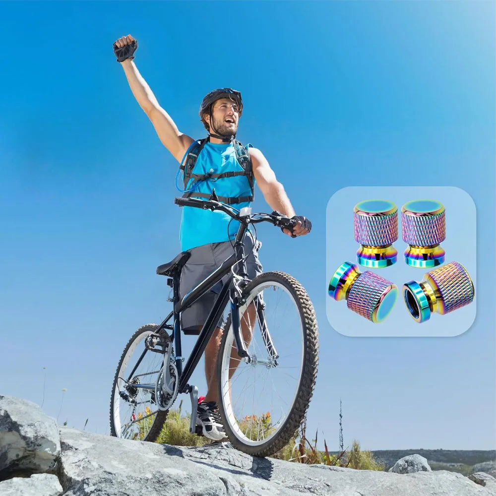 Aluminum Tire Valve Stem Caps 16 x 12mm (0.63 x 0.47 in) Universal 8mm Thread - Metal Valve Caps for Car Bike SUV Truck