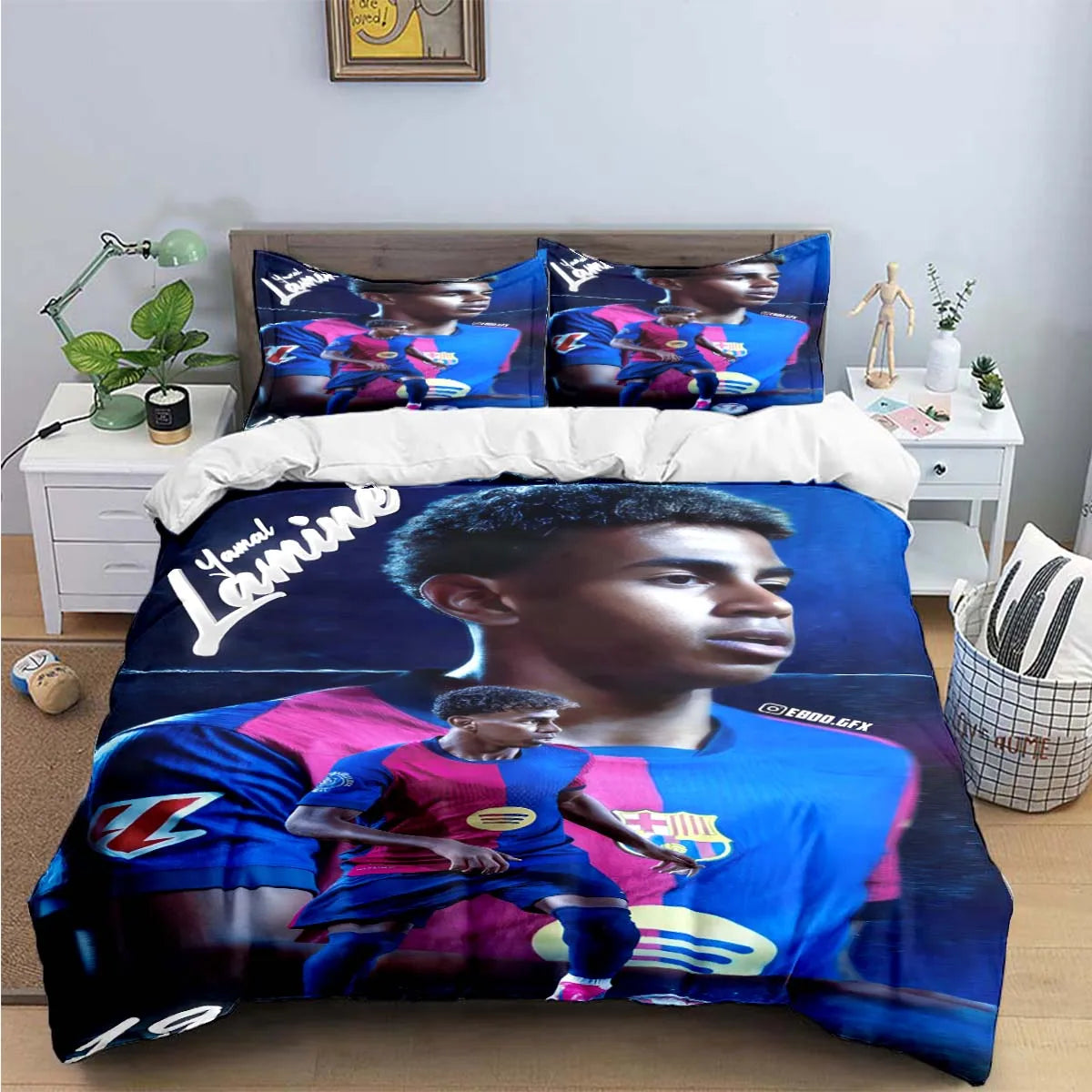 3-Piece Football 3D Print Microfiber Duvet Cover Set with Pillowcases – Soft Hypoallergenic Bedding