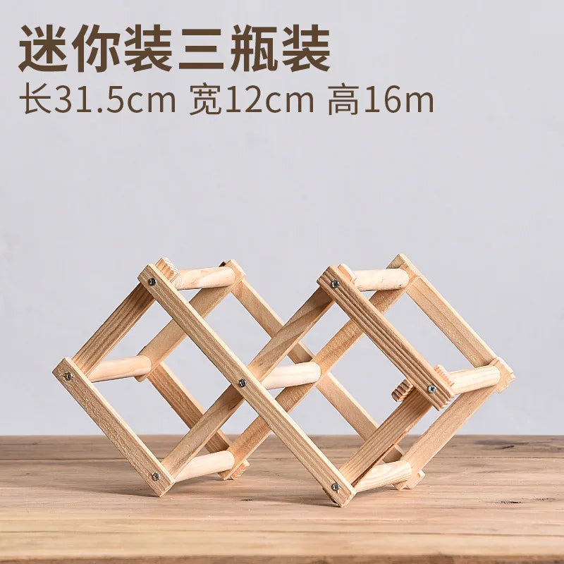 Stackable Folding Wooden Wine Rack – 3/5/6/10-Bottle Pine Wine Shelf for Home Bar