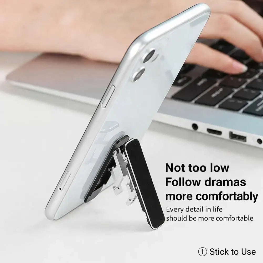 Portable Mini Folding Phone Stand Adjustable Invisible Desktop Mount with Adhesive for Cellphone