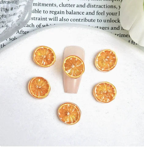 20pcs Lemon Resin Nail Charms – Mini Fruit Slice Nail Art Decorations, 11 x 12 mm (0.43 x 0.47 in) Mixed Colors