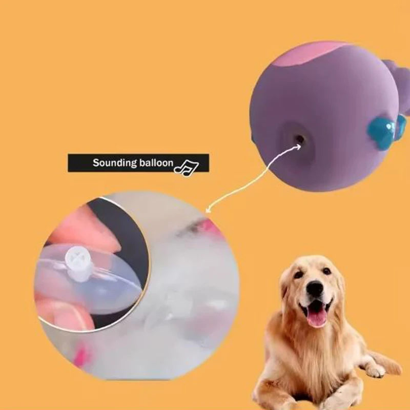 1-Pack Round-Bellied Cartoon Squeaky Dog Toy - Bite-Resistant Latex Rubber, Purple Elephant / White Cow / Brown Options