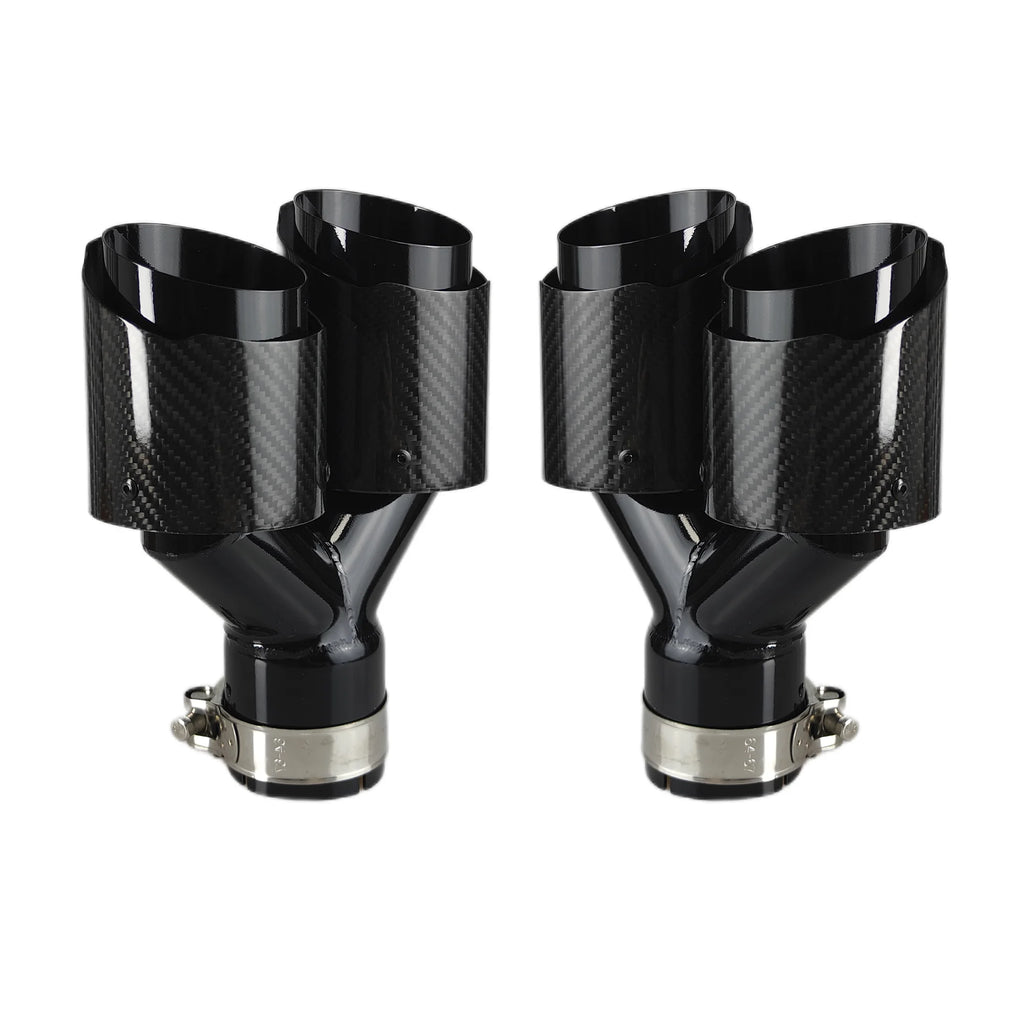 Carbon Fiber 304 Stainless Steel Rear Exhaust Tip Decorative Muffler - Universal Fit
