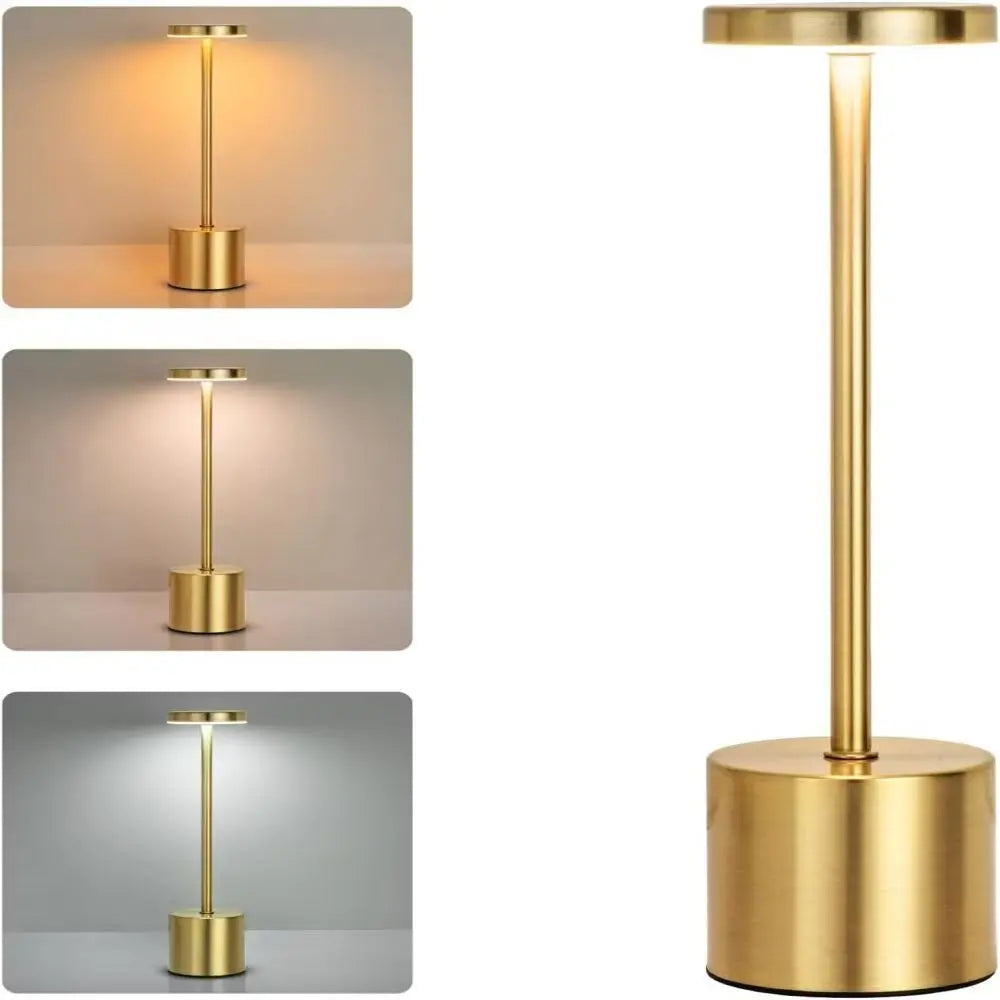 Rechargeable Touch LED Table Lamp, Portable Cordless Dimmable 3-Color 360-Degree Metal Night Light for Bedroom & Office
