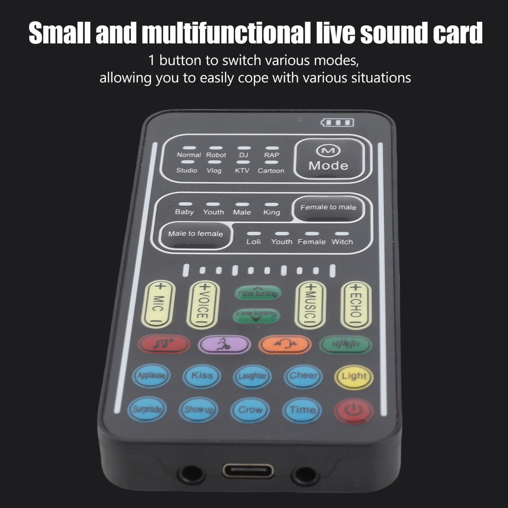 Portable Voice Changer Mini Sound Card - Multifunction Recording Set for Gaming, Streaming & PC