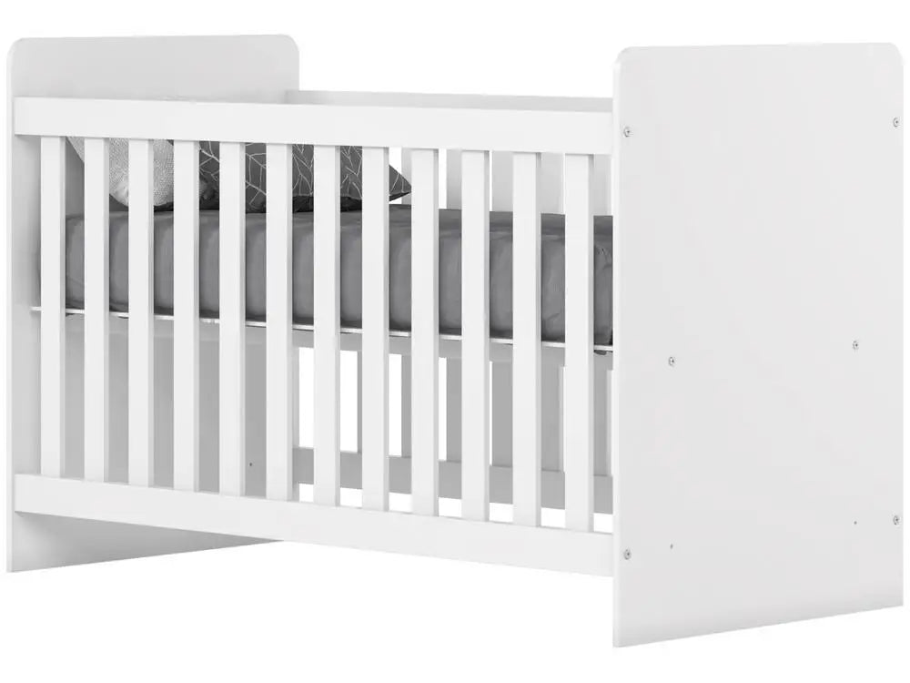 Standard White Baby Crib - Modern Nursery Crib with 2 Adjustable Heights, Fits 60 x 130 cm (24 x 51 in) Mattress