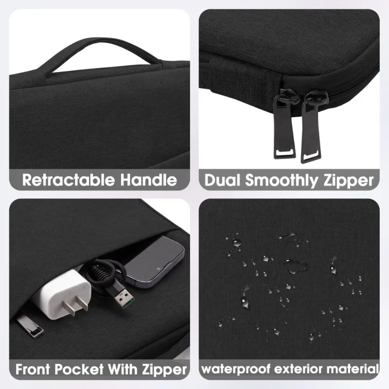 Waterproof Laptop Sleeve 11–16 Inch (30–40 cm) with Handle — Shockproof Zippered Case for Laptops & Ultrabooks