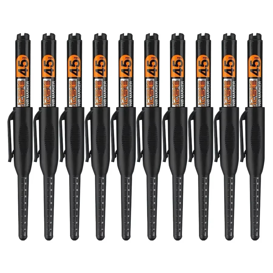 Waterproof Carpenter & Tile Marker Pen 45mm Long Nib — Deep-Hole Woodworking Marker, Black Blue Red (1–6 Pack)