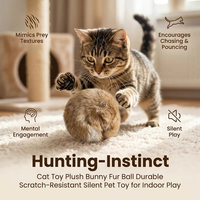 Rabbit Fur Catnip Ball - Interactive Plush Cat Toy (8 cm / 3.1 in) - 1/2/3/6 Pack