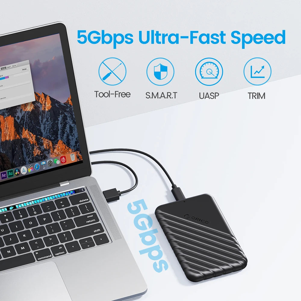 2.5-Inch SATA to USB 3.0 and Type-C External HDD Enclosure — Fits 7-9.5mm SSD/HDD, Up to 6TB, 5Gbps/6Gbps