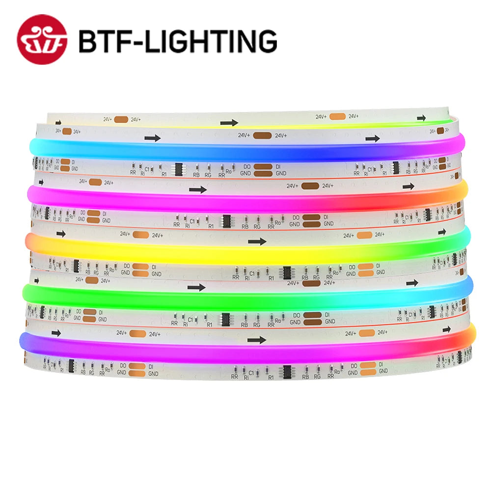 Addressable COB RGB LED Strip WS2811 — 720/630 LEDs per m, DC12V/24V, Flexible 1–5m