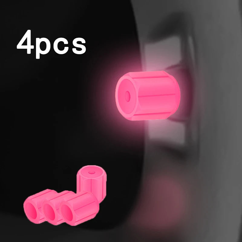 Luminous Tire Valve Caps - 6-Color LED Glowing Wheel Valve Caps for Car & Motorcycle (4/8/20-Pack)