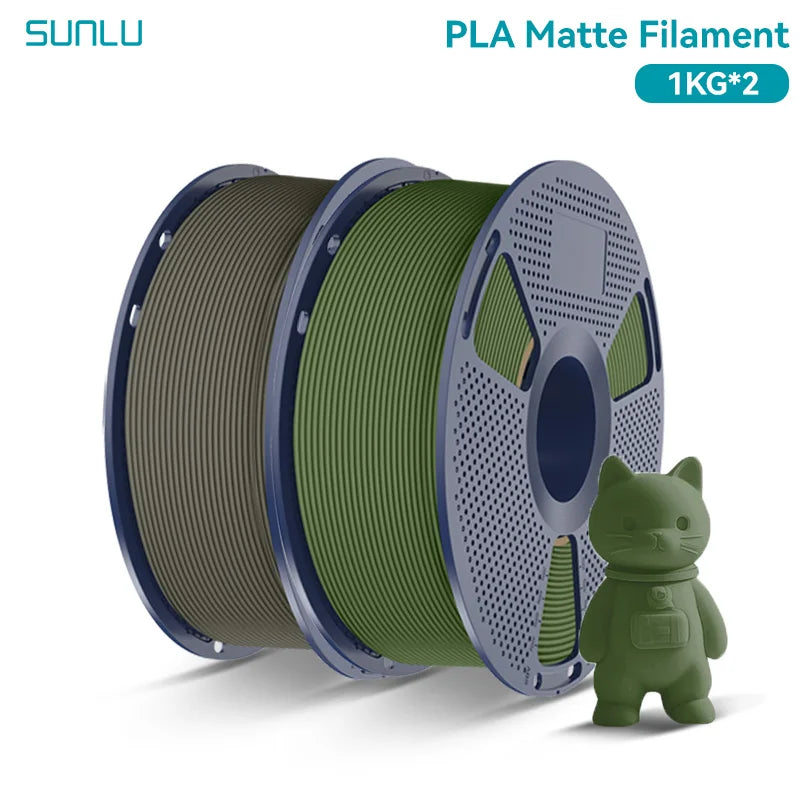 PLA Matte Filament 1.75mm 1kg Spool (2.2 lb) 2-Pack, Matte Finish Neatly Wound for FDM 3D Printers