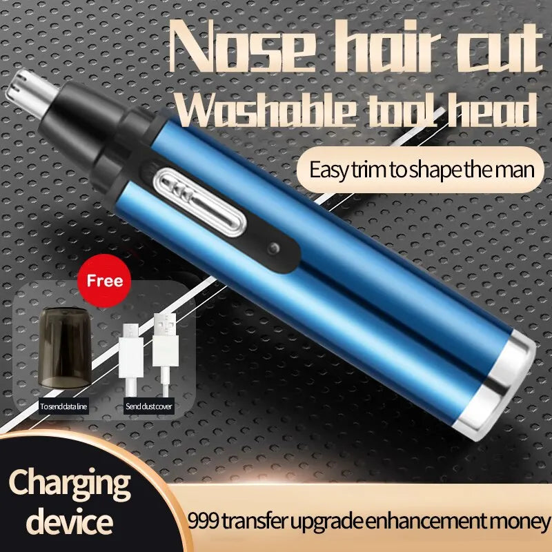 Rechargeable 2-in-1 Nose & Ear Hair Trimmer – Washable USB Electric Groomer with Stainless Steel Blade