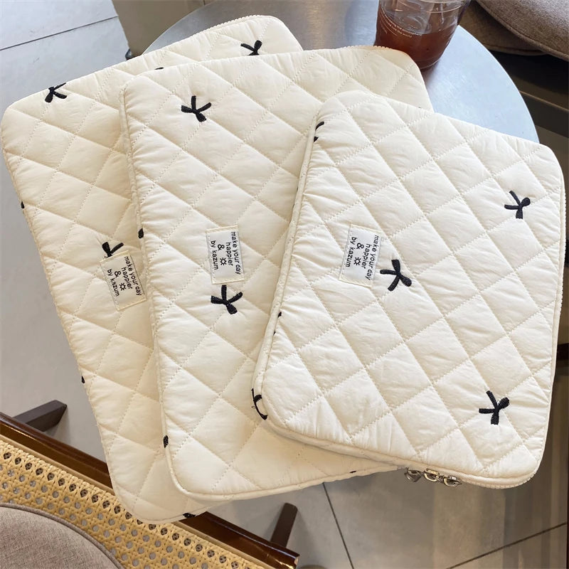 Floral Laptop & Tablet Sleeve 13.6/14/15/15.6 in (34.5–39.6 cm) + 10.5/10.9/11 in (26.7–27.9 cm) Soft Polyester Zipper Pouch