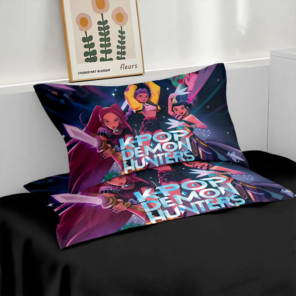3-Piece K-Pop Girl Group Printed Duvet Cover Set (No Insert) - Microfiber Polyester, Machine Washable, Multiple Sizes 1.0–2.8 m (3.3–9 ft)