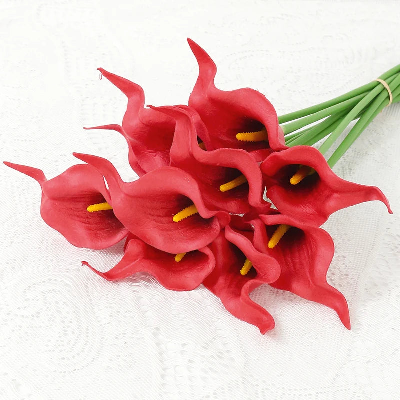 5-Pack PU Calla Lily Artificial Flowers Bouquet – 15.7 in (40 cm) Faux Calla Lilies for Wedding & Home Decor Vase Arrangement