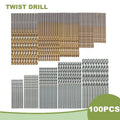 100-Piece Twist Drill Bit Set 1–3mm (0.04–0.12 in) Titanium Plated + Natural Finish for Wood & Metal, Handheld & Electric Drills