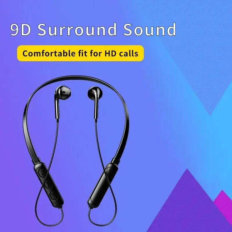 Wireless Neckband Bluetooth Headphones 9D Spatial Audio Noise Reduction Stereo Bluetooth 5.0 Sports Mic