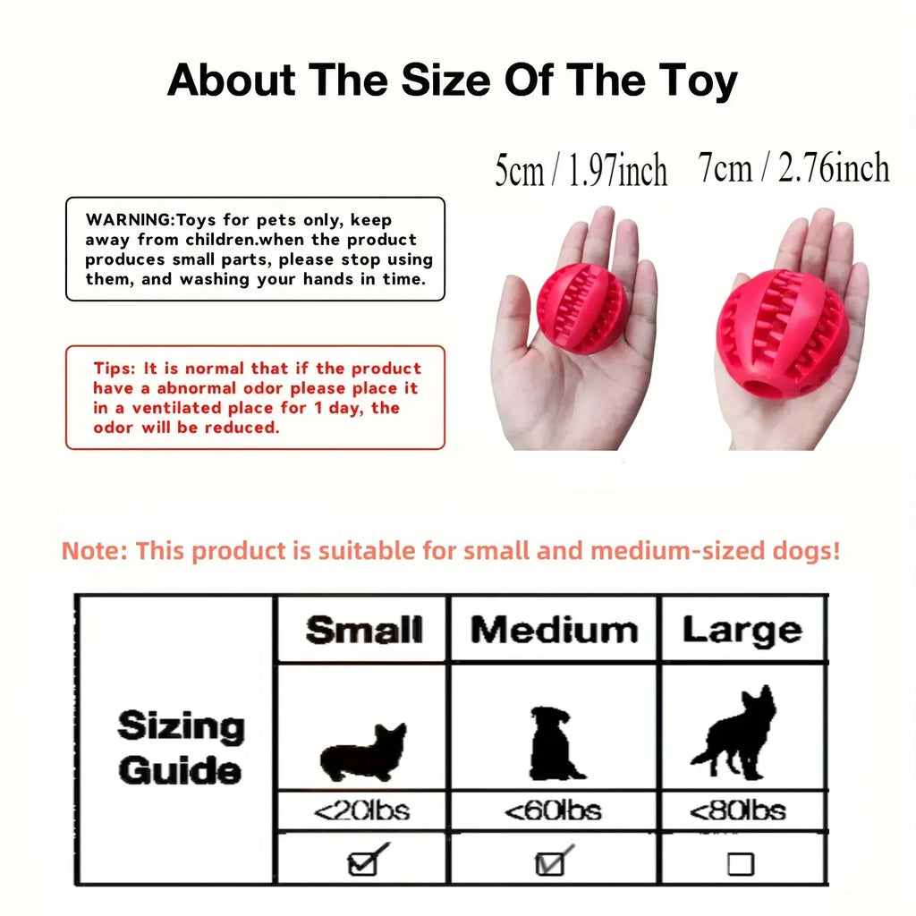 Dog & Cat Chew Toy Ball, Non-Toxic Bite-Resistant Treat Feeder & Dental Cleaning Ball