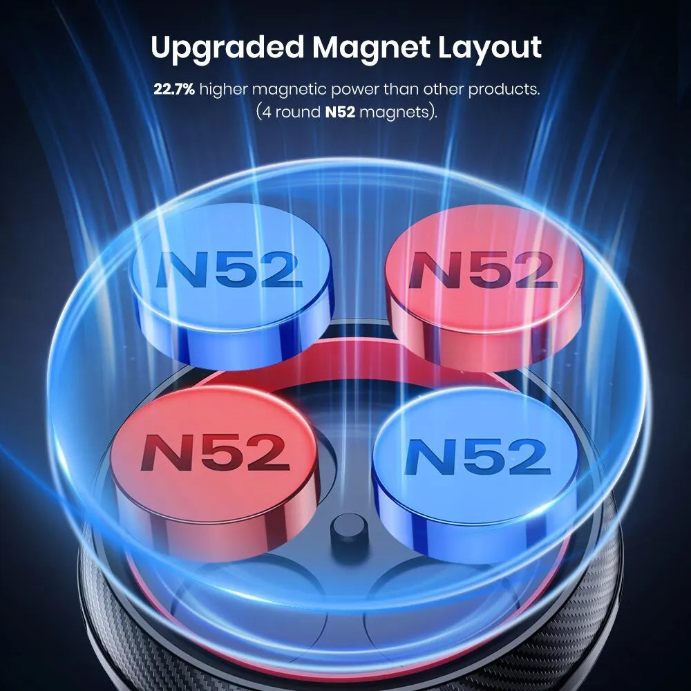 Magnetic Air Vent Car Phone Mount – 6 N52 Magnets, Universal Phone Holder for iPhone & Android (4.0–6.8 in / 10.2–17.3 cm)