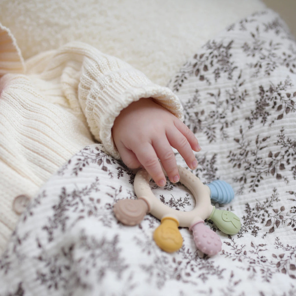 Silicone Baby Teether 0-12 Months Chew Beads Sensory Gum Relief Ring