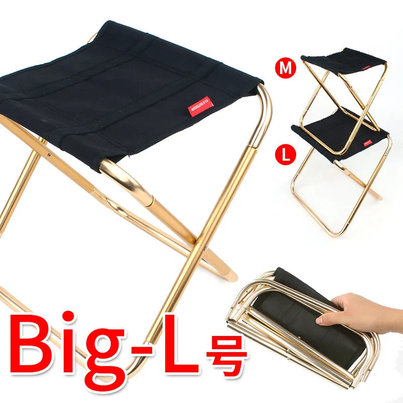 Portable Folding Stool Large 7075 Aluminum Alloy — 300×255×315 mm (11.8×10.0×12.4 in) — Camping, Fishing, Hiking