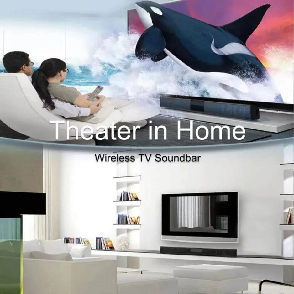 Bluetooth 5.3 Stereo Soundbar 2.0 Channel Portable Home Cinema Speaker with Remote, RCA AUX & TF Card