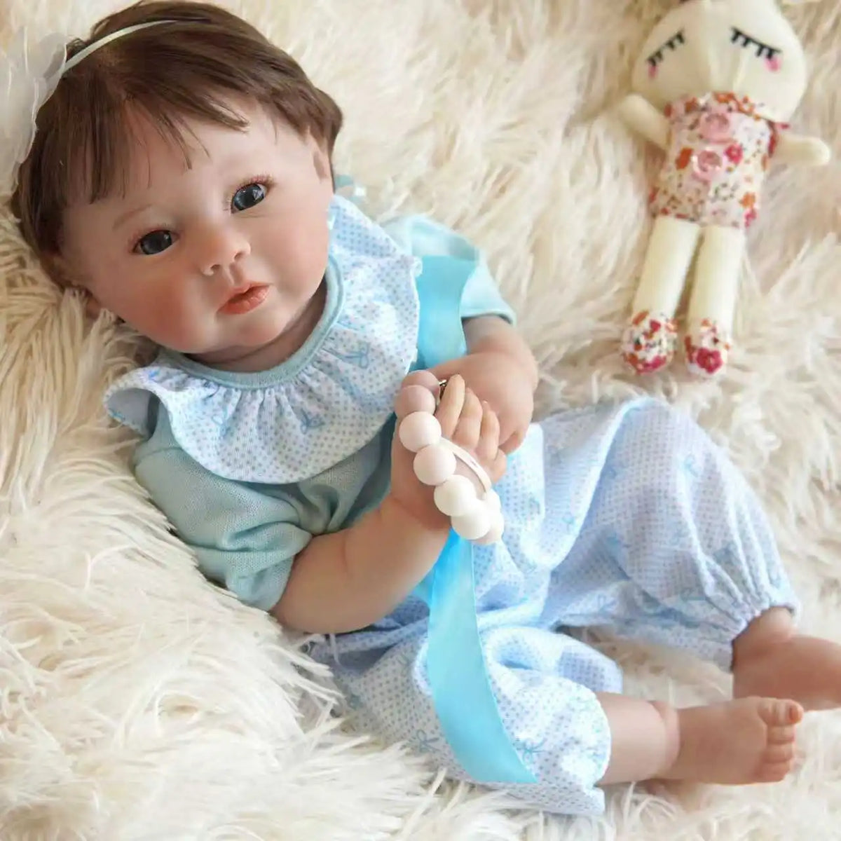 Reborn Baby Doll Girl 48 cm (19 in) Realistic Bathable Silicone Baby Doll with Blue Eyes