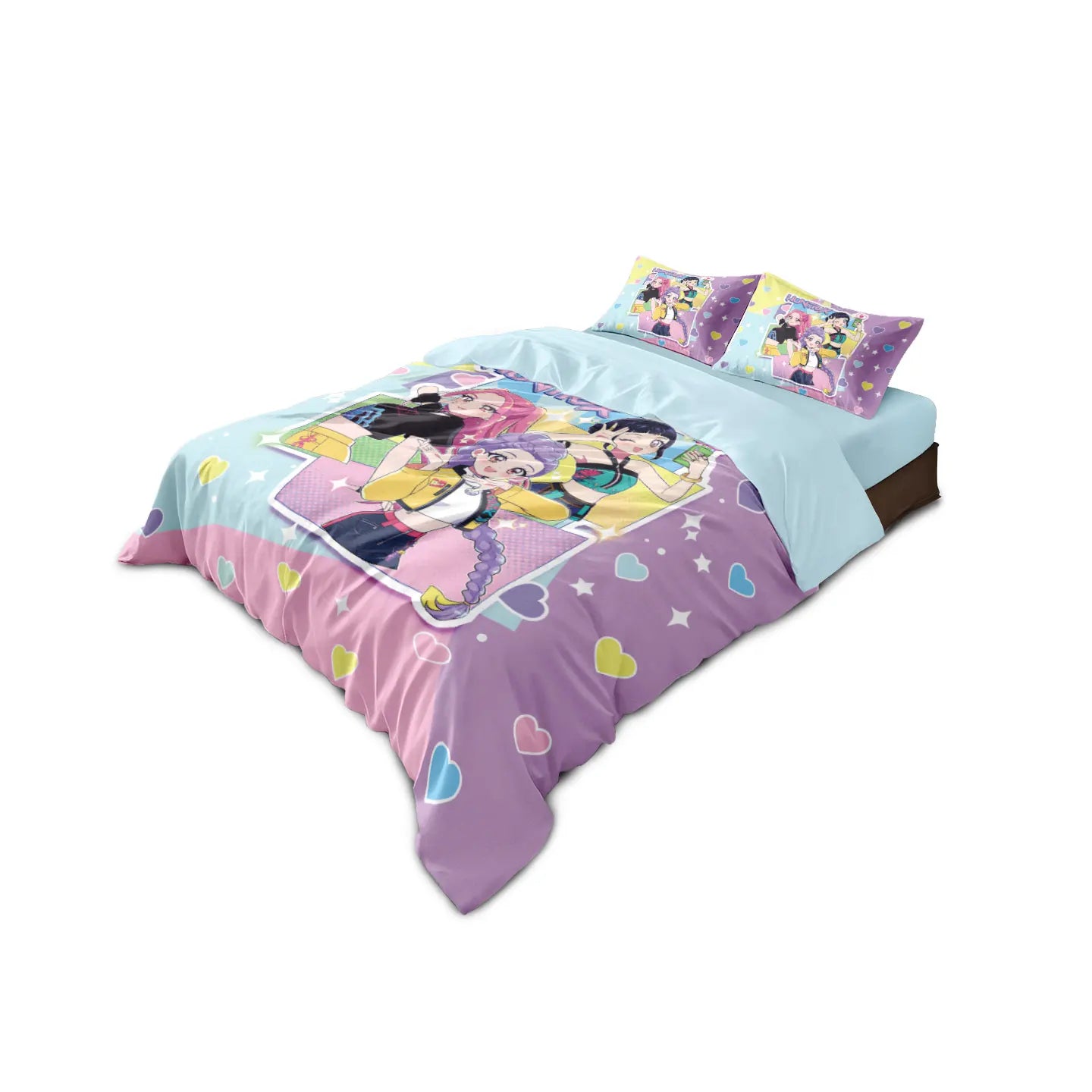 3-Piece K-Pop Demon Hunters Printed Microfiber Bedding Set, Soft 100% Polyester, Machine Washable, Fits Beds 3.3–9 ft (1.0–2.8 m)