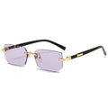 Rimless Rectangle Sunglasses for Women and Men - Small Square Mirrored Summer Travel Shades