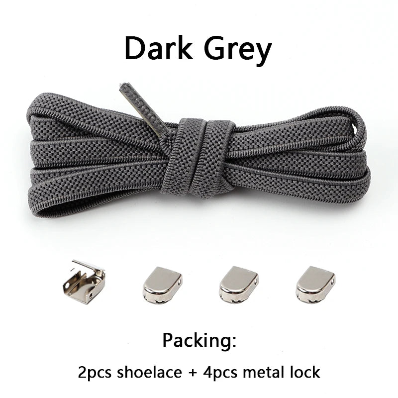 No-Tie Elastic Shoelaces with Metal Buckles – 1 Pair Quick Laces, One Size Fits All for Adults & Kids (105 cm / 41.3 in)