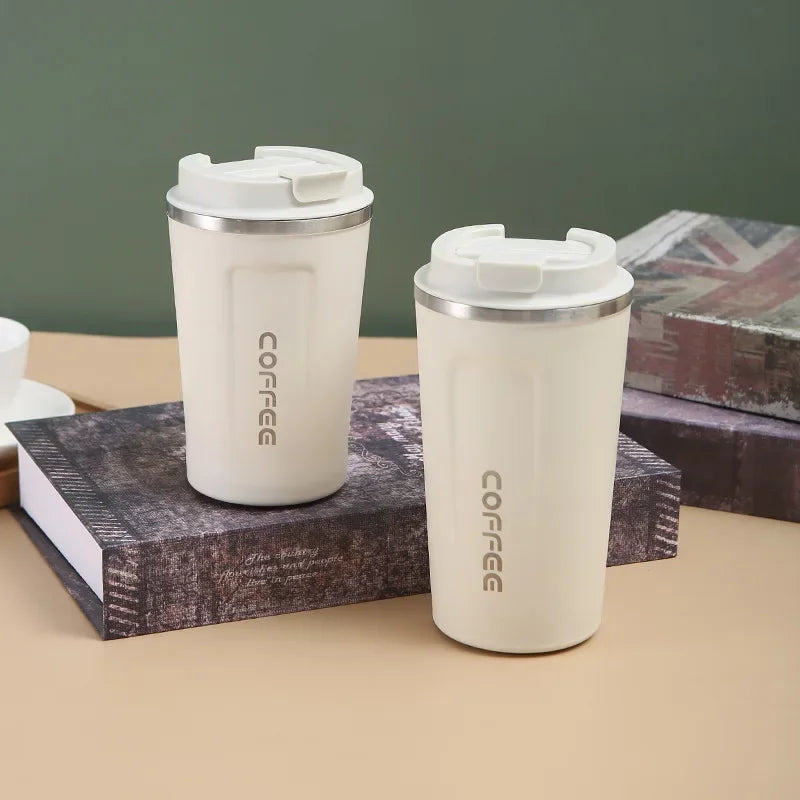 Stainless Steel Vacuum Travel Mug 380ml (12.8oz) & 510ml (17.2oz) Leakproof Thermos for Coffee and Water