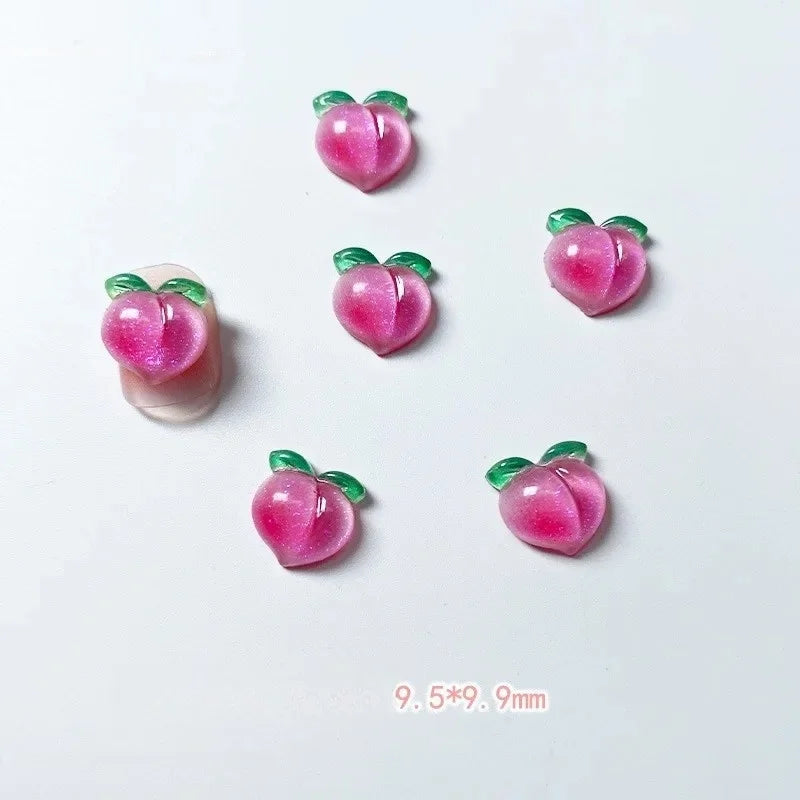 20-Pack 3D Mini Red Cherry Nail Charms Resin Nail Art Decorations for DIY Manicure