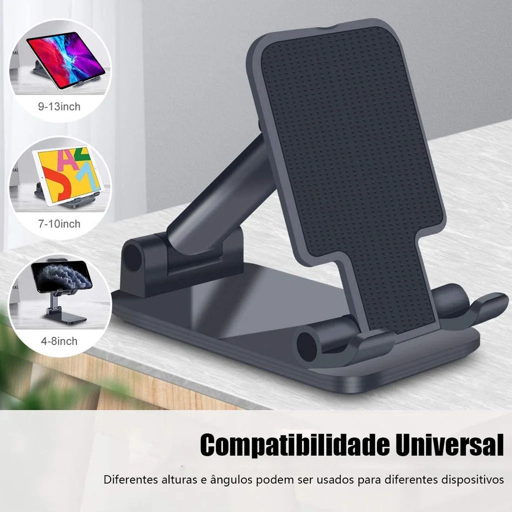 Adjustable Foldable Stand for Cell Phone and Tablet – Portable for Desk or Bed (Black/White)