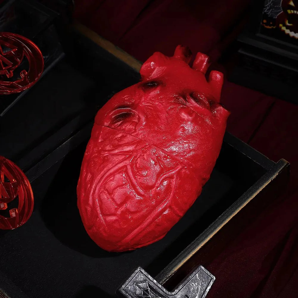 Lifelike Bloody Human Heart Prop, Life-Size Rubber Halloween Decoration, Severed Gory Body Part