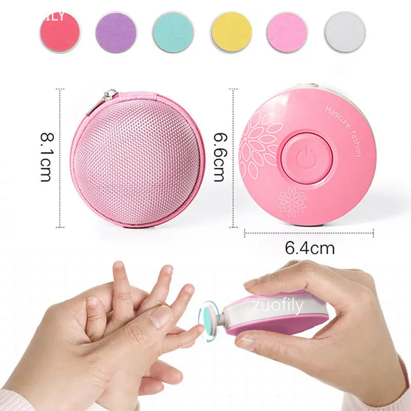6-Piece Baby Nail Trimmer & Manicure Kit Electric Nail Polisher Clippers Scissors with Storage Bag