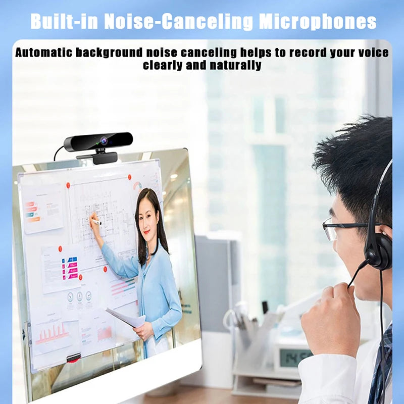 4K USB Webcam with Microphone & Autofocus — 1080P/2K Live Streaming Camera for PC & Laptop Video Calls