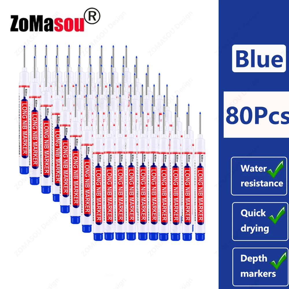 20mm Long-Head Deep Hole Marker Pens - Waterproof Fast-Dry Oil Markers for Wood, Metal & Glass (Red/Black/Blue/Green)