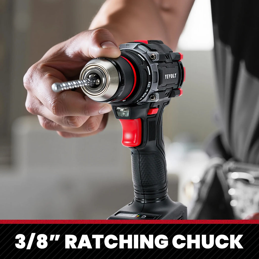20V Brushless Cordless Drill Driver, Compact 21+1 Torque Keyless 3/8\" (0.8–10mm) Handheld Screwdriver with LED