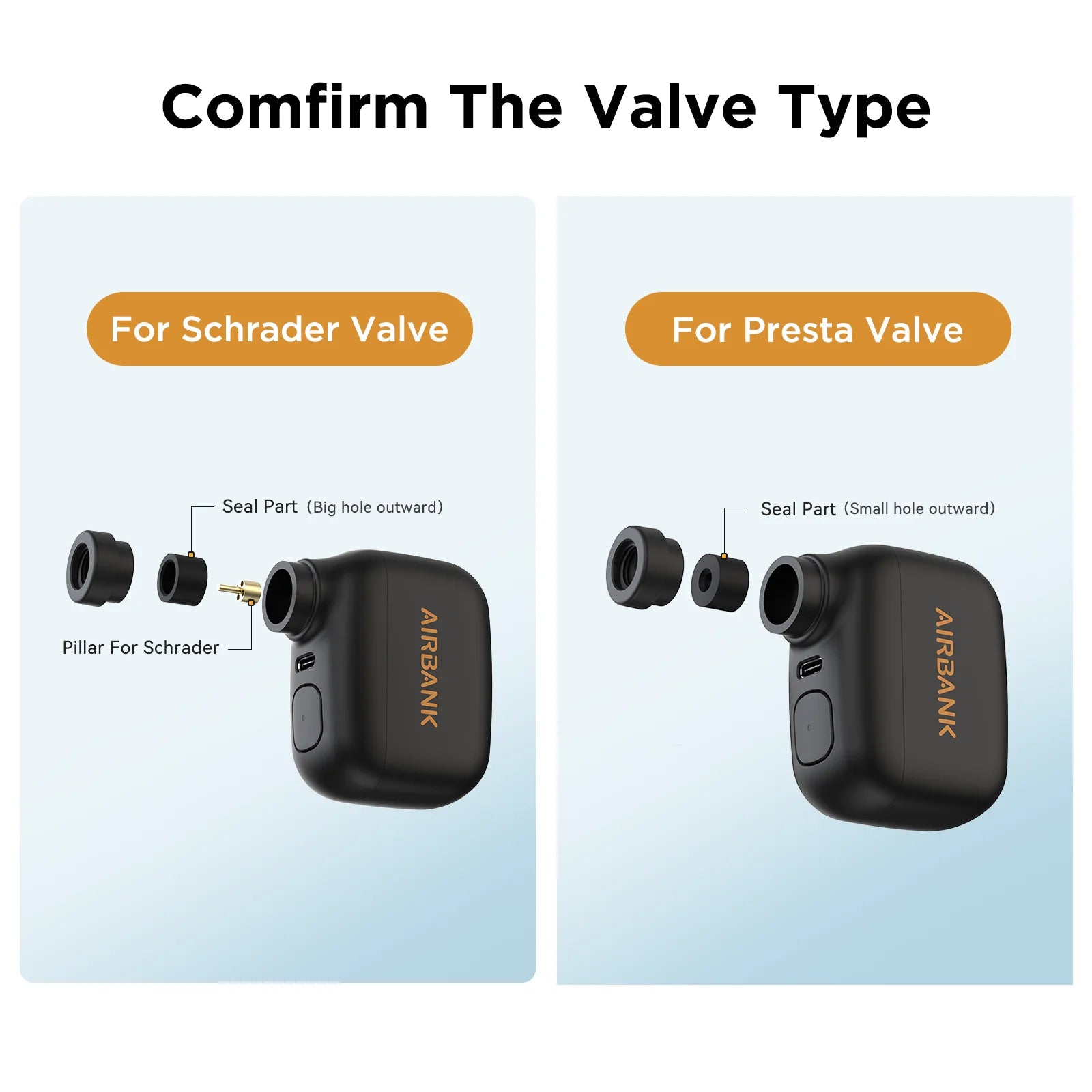 Mini Portable Rechargeable Bike Pump 100 PSI USB-C Air Inflator for Schrader & Presta Valves